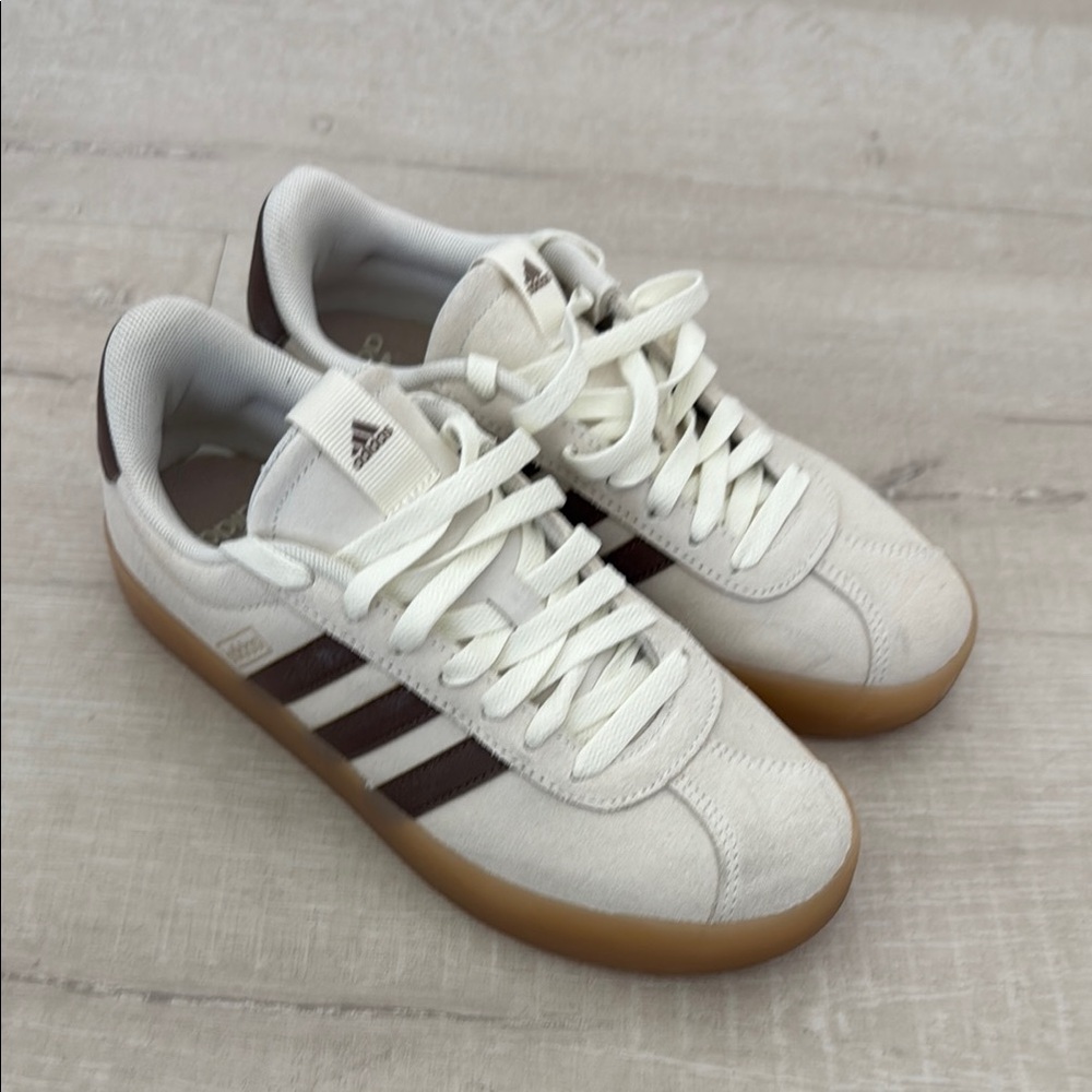 adidas White and Brown Athletic Shoes